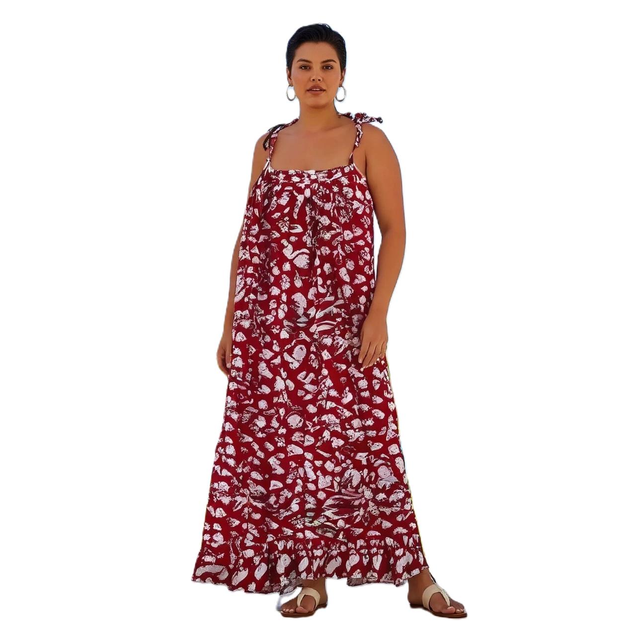 Plus-Size Timeless Floral Print Maxi Kimono Boho Yellow Dress, Sleeveless Summer, Vacation Dress with Spaghetti Tie-Strap, Kaftan
