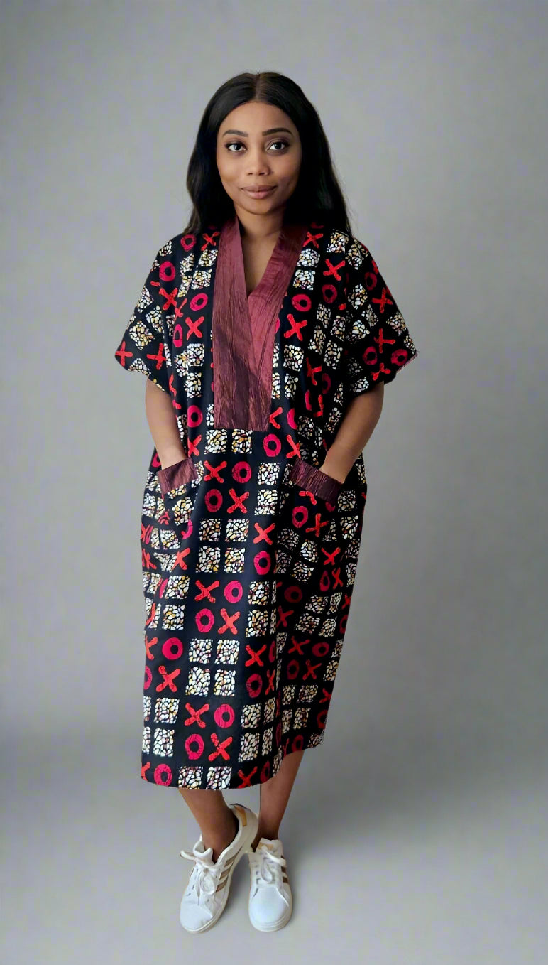 XO Chic Pink Vibrant Midi Kimono