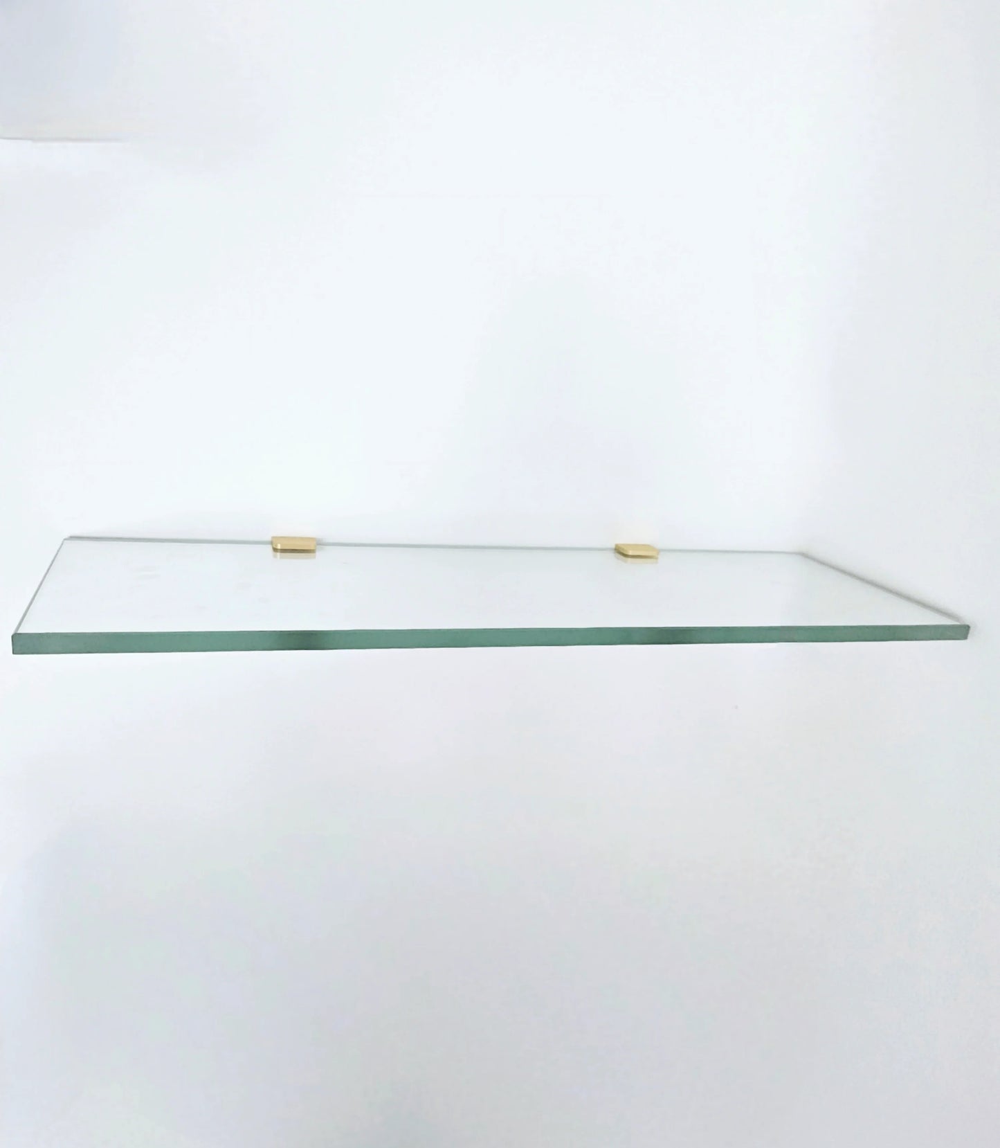 Glass Floating Shelf with Gold Brackets