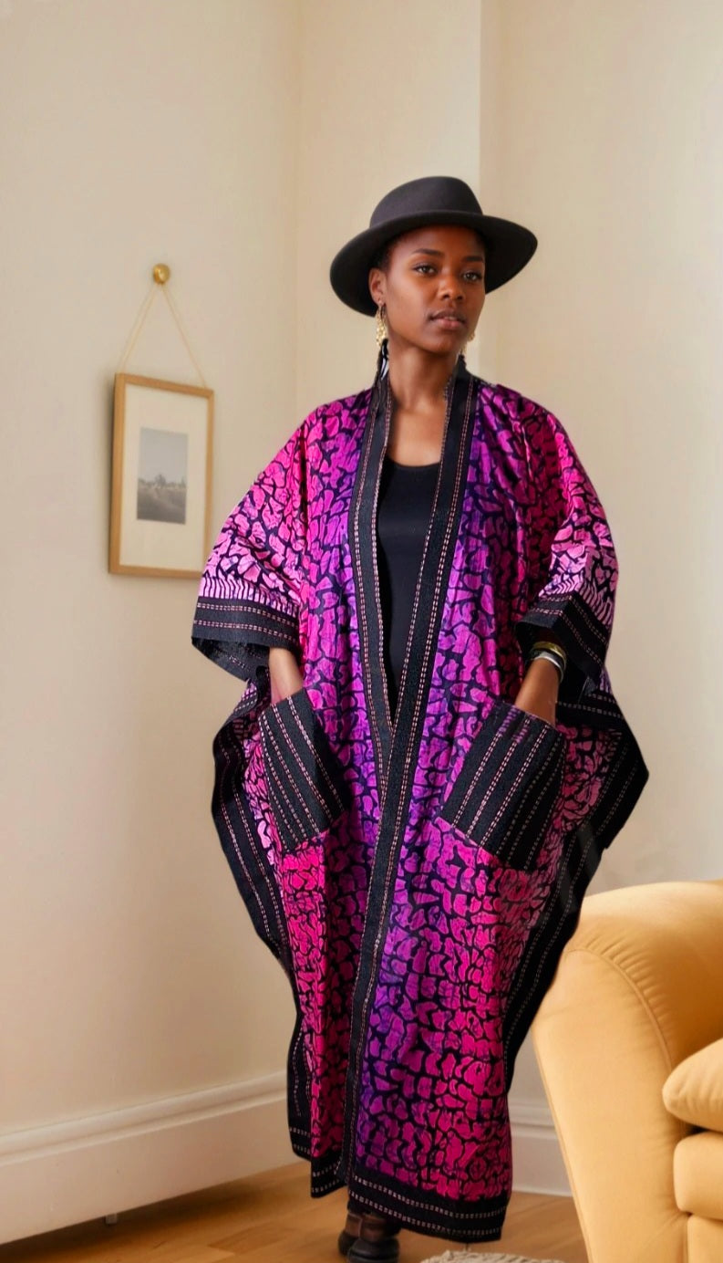 Plum Detailed Chic Kimono Dress