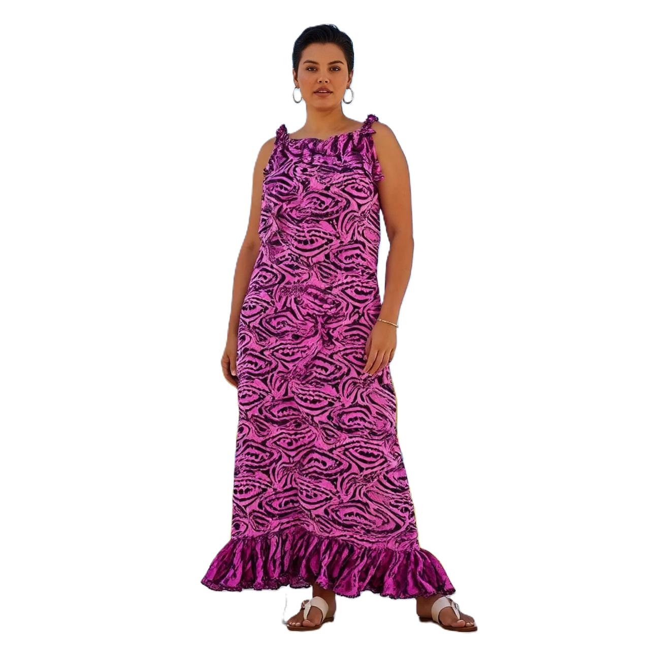 Plus-Size Timeless Floral Print Maxi Kimono Boho Yellow Dress, Sleeveless Summer, Vacation Dress with Spaghetti Tie-Strap, Kaftan