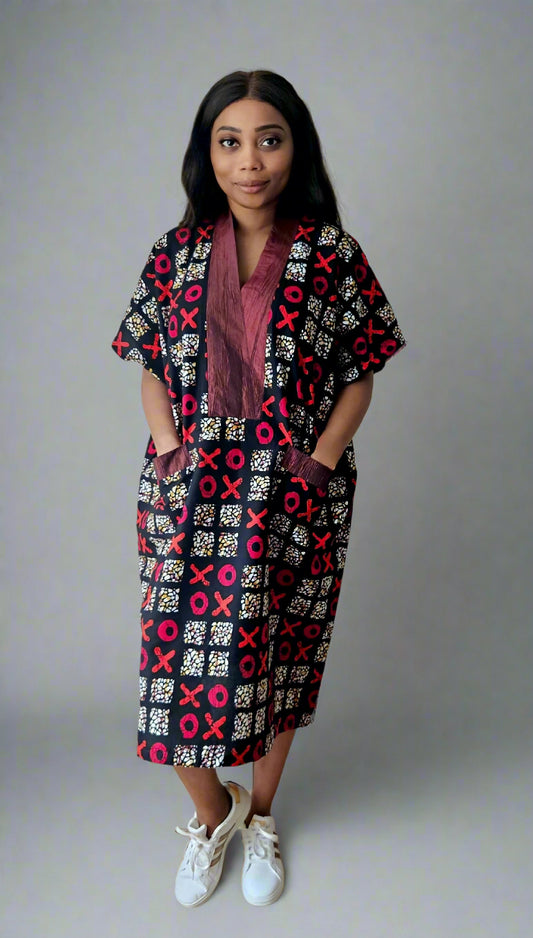 XO Chic Pink Vibrant Midi Kimono