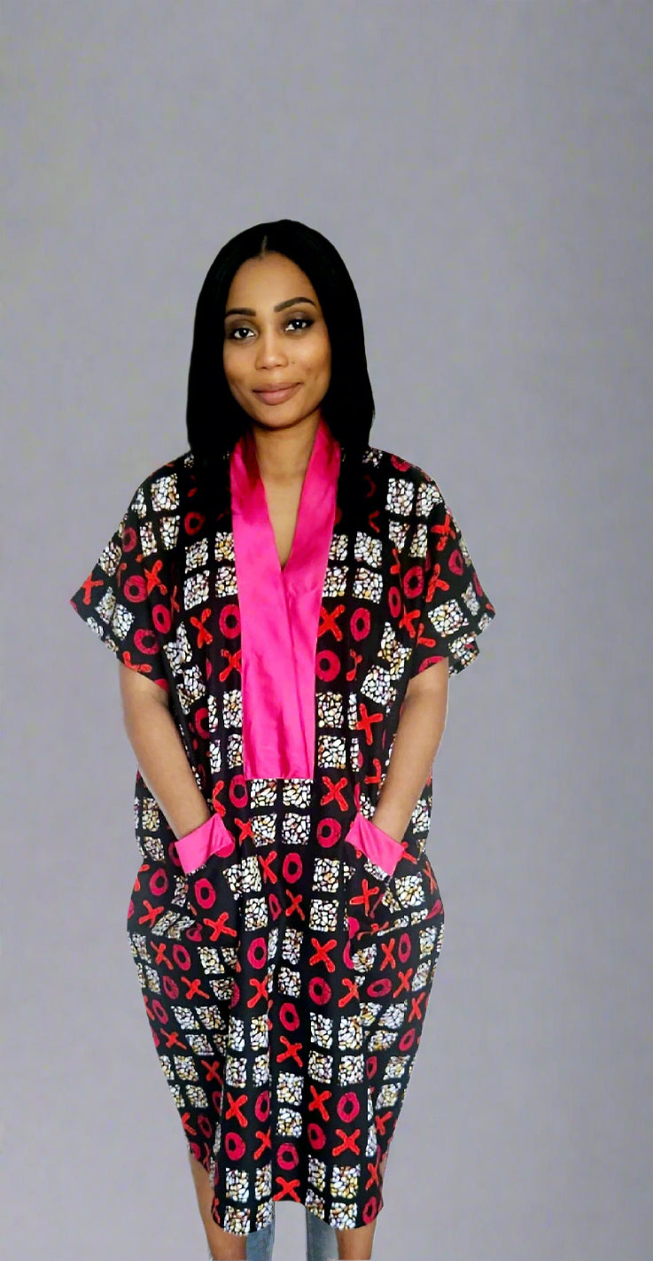 XO Chic Pink Vibrant Midi Kimono