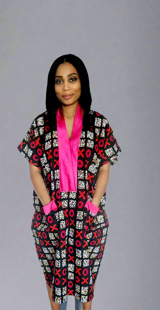 XO Chic Pink Vibrant Midi Kimono