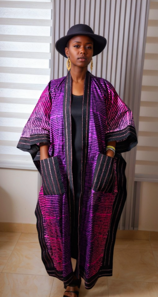 Plum Detailed Chic Kimono Dress