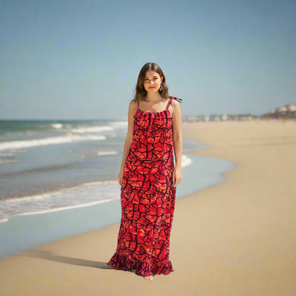 Plus-Size Timeless Floral Print Maxi Kimono Boho Yellow Dress, Sleeveless Summer, Vacation Dress with Spaghetti Tie-Strap, Kaftan