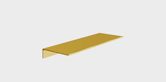 Gold metal shelf on a white background